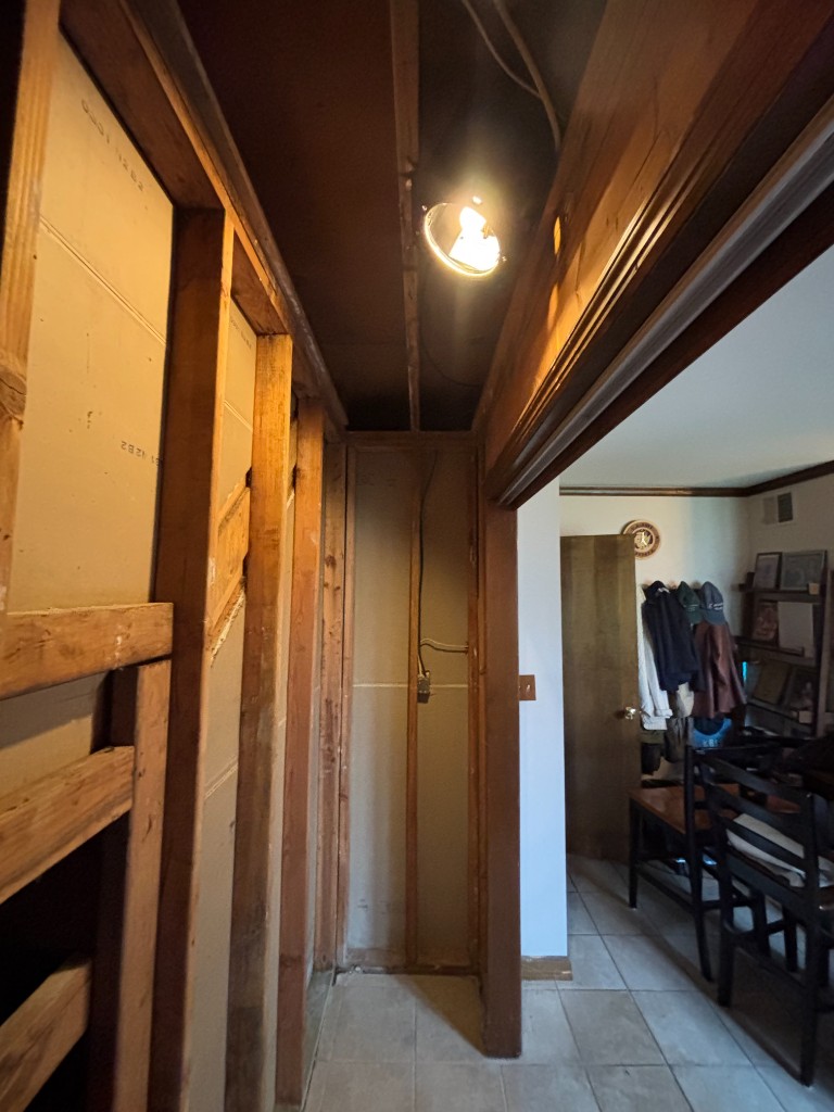 Interior wall framing under construction
